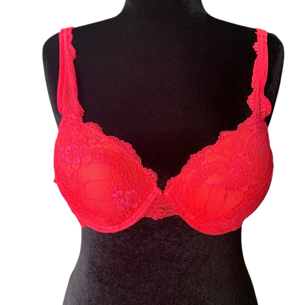 Hot Pink/Orange Lace Pushup Bra